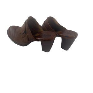 Born Mule Clog Wedge Women’s Sz 8/39 Brown Leather Slip On‎ Casual W21643 Used